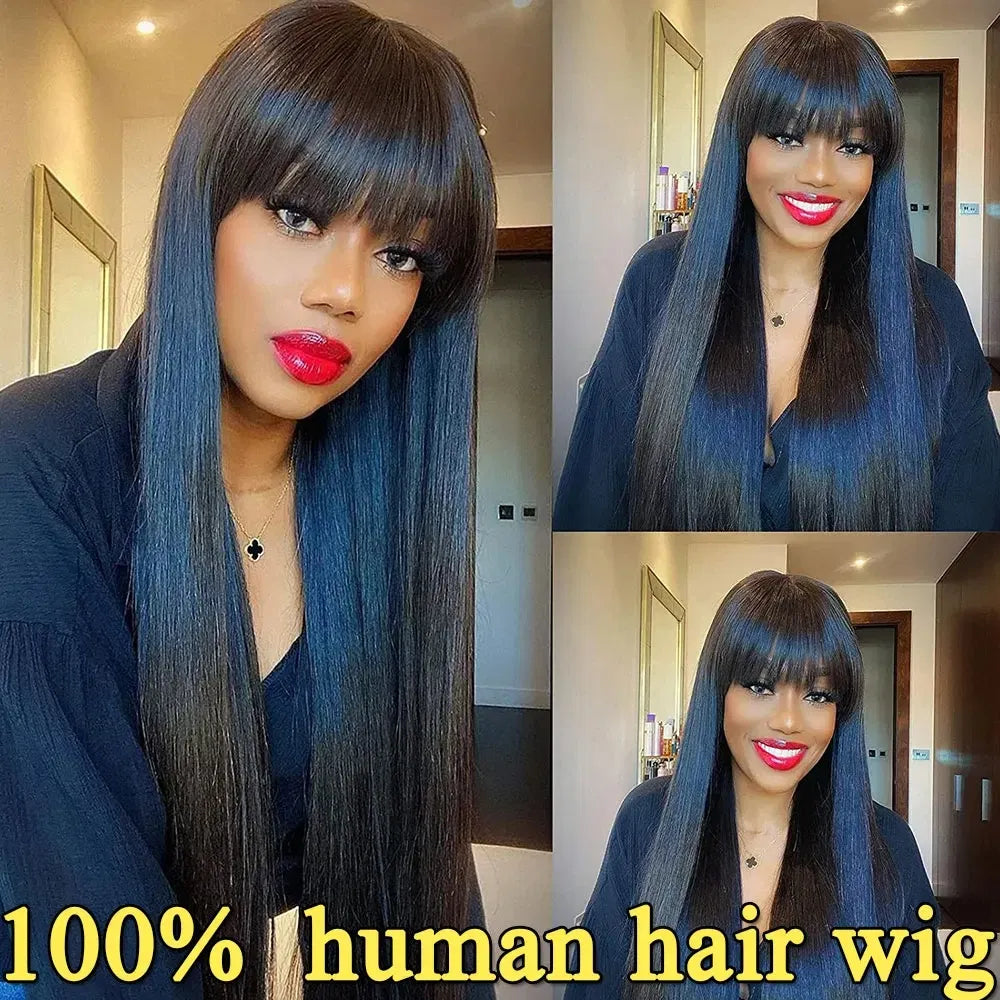 Stretched Length: 24inches, Lace Wig Type: 4*1, Density: 150%, Ships From: CHINA - 30 Inch 3X1 Middle Part Lace Human Hair Wig With Bangs For Women Straight Brazilian Wigs On Sale Cheap Fringe Short Bob Wigs Taven
