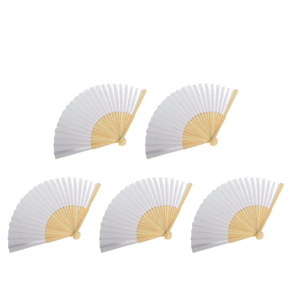 50/1pcs DIY Paper Bamboo Folding FanAdults Kid Hand Fans Calligraphy Painting Practice Blank White Fan for Wedding Room Decor TAVEN System LLC