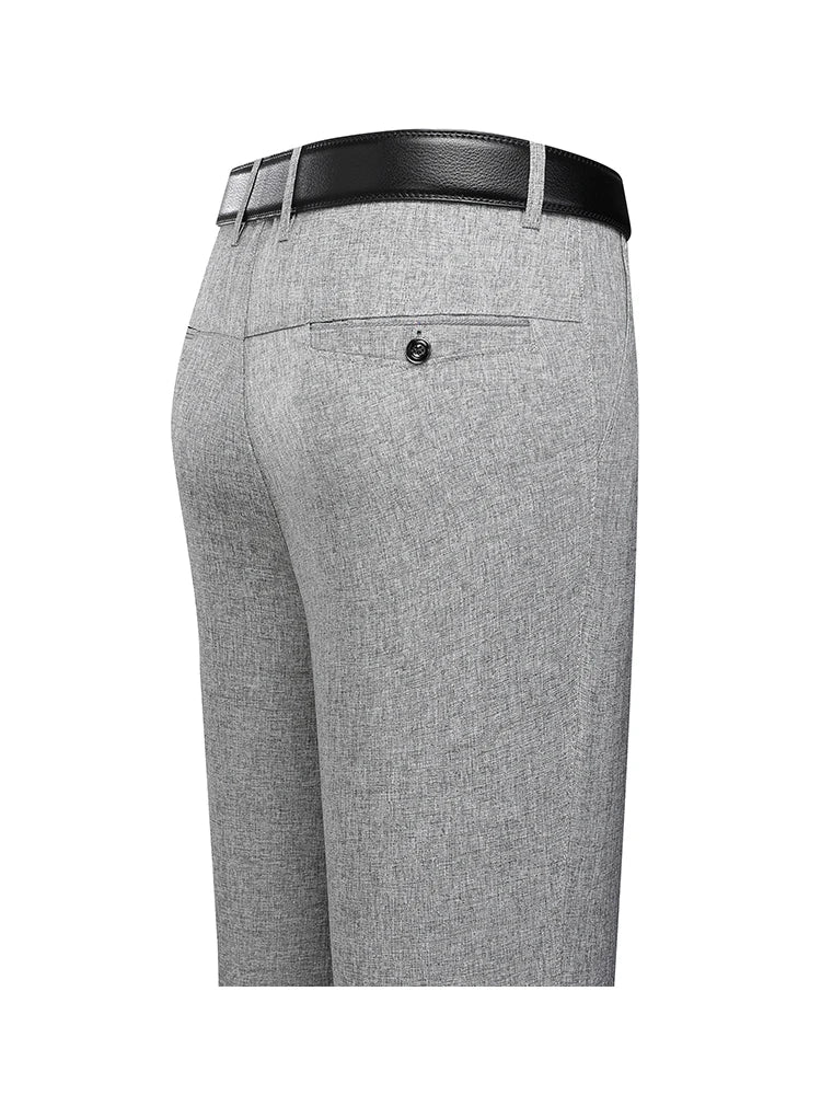 Mens Trousers Business Casual Pants Summer Autumn Dress Straight Pants Elastic Black Grey Loose Formal Pants - TAVEN System LLC
