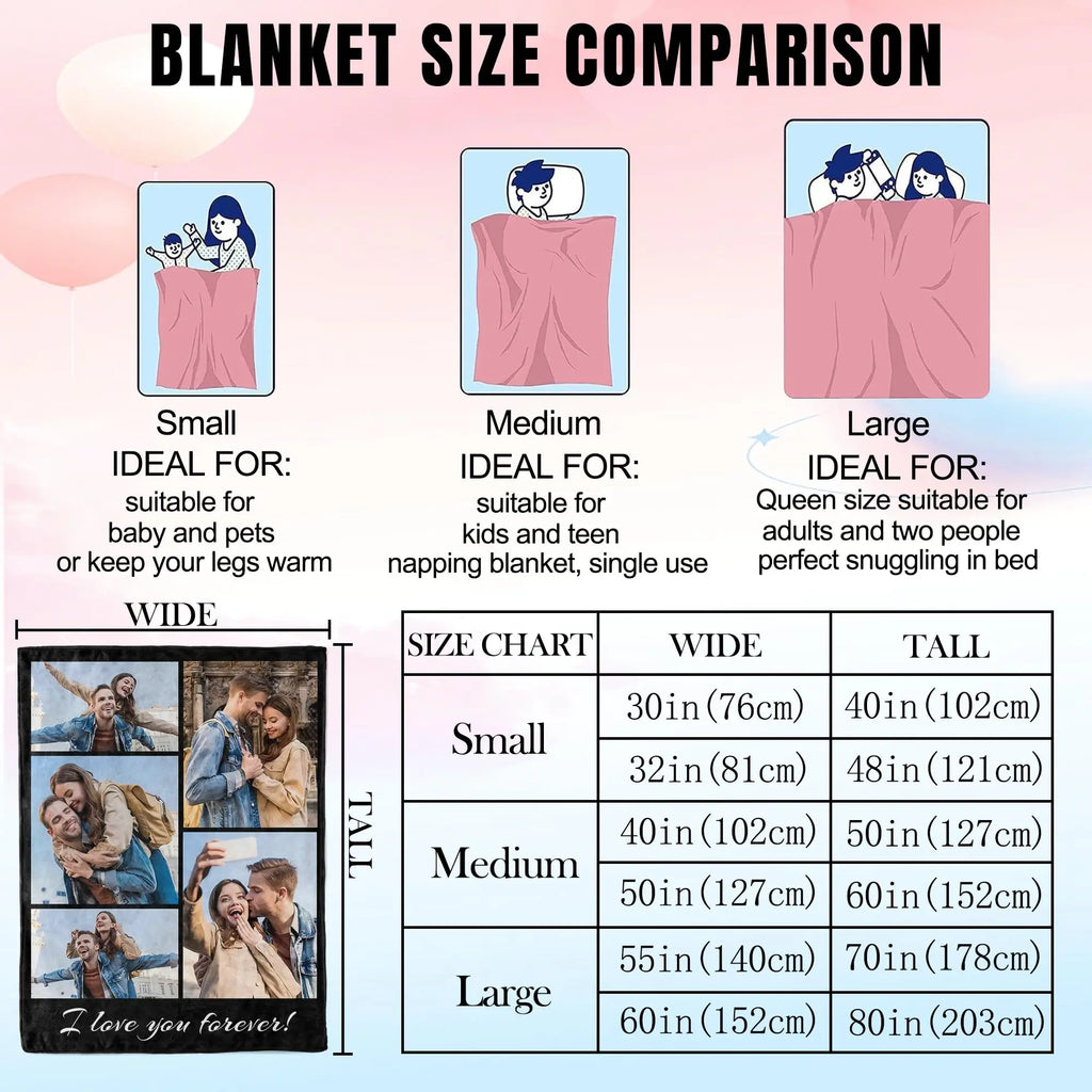 1pc Customized Blanket With Your Family Photo Warm Personalized Blankets for Lover Mom for Mothers' Day Fathers Bithday Gifts TAVEN System LLC