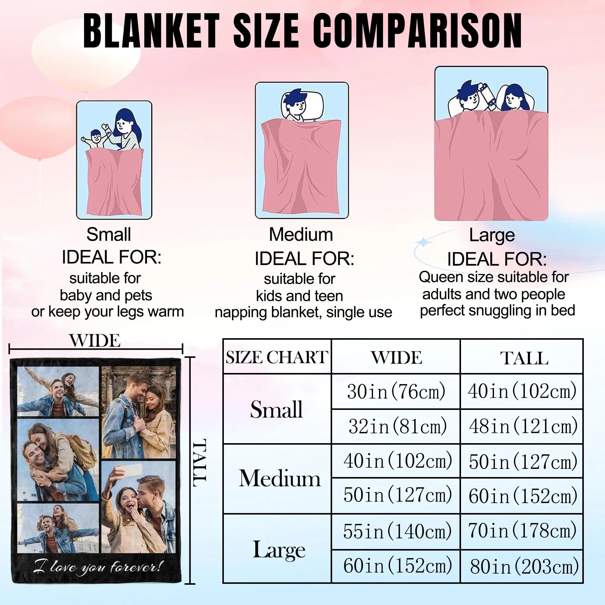 1pc Customized Blanket With Your Family Photo Warm Personalized Blankets for Lover Mom for Mothers' Day Fathers Bithday Gifts TAVEN System LLC