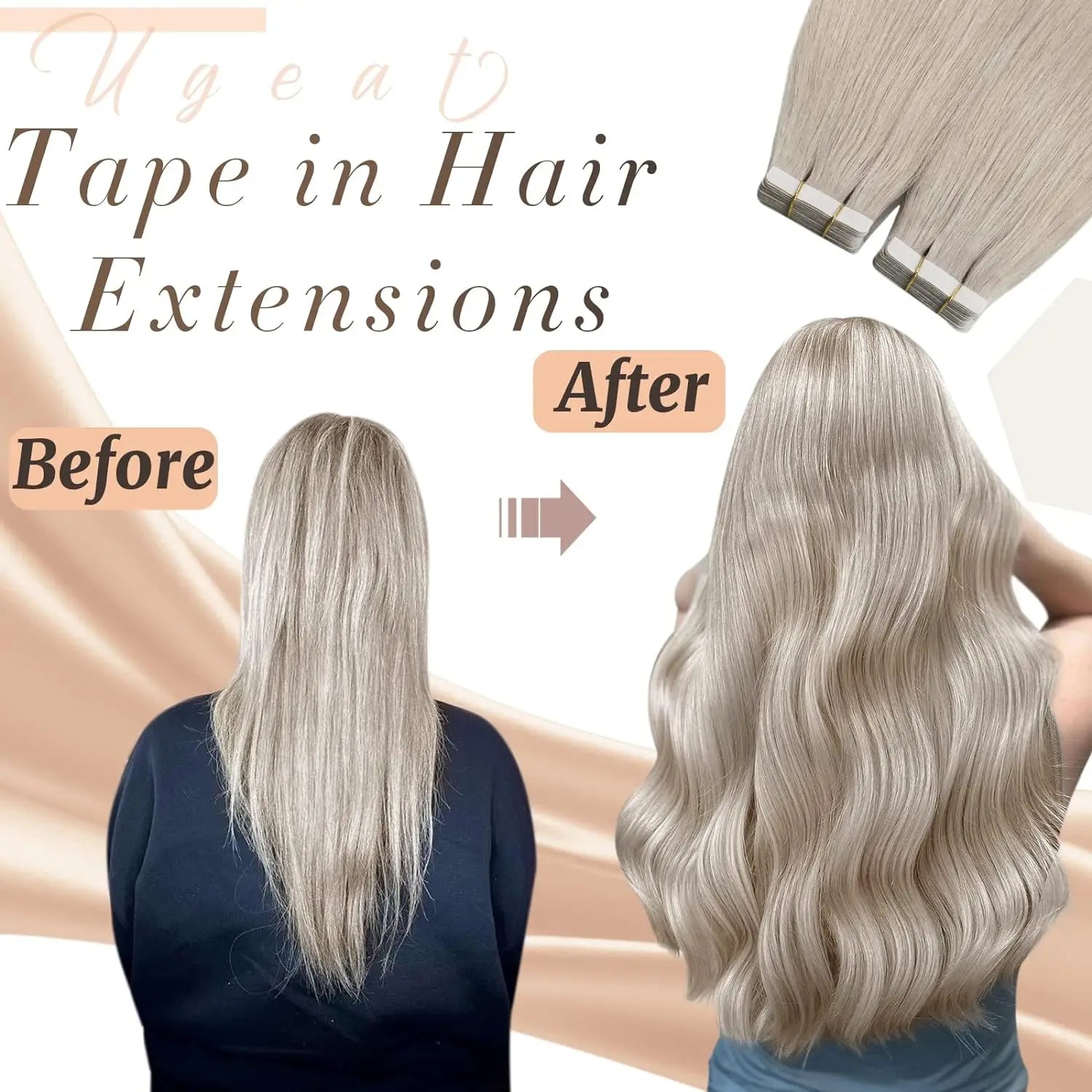 Ugeat Remy Blonde Tape In Human Hair Extensions