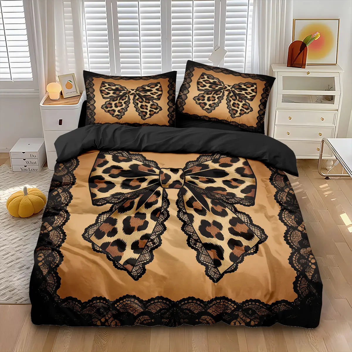 3pcs Leopard Print Butterfly Print Coreless Duvet Cover Set, Multi Size Bedding Decoration, Machine Washable TAVEN System LLC