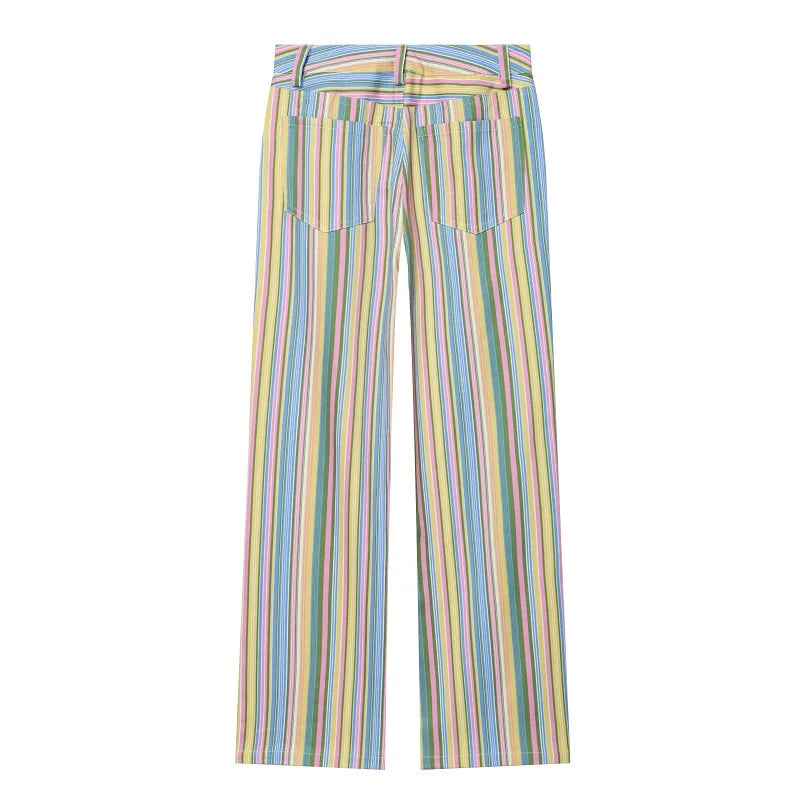 MUJER Striped Women's Jeans Pants Low Rise Baggy Pants Jeans Women Fashion Summer Denim Trousers Women Wide Leg Pants for Women TAVEN System LLC