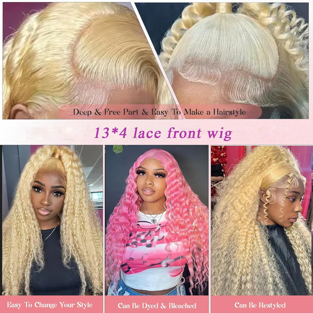 Deep Wave Lace Frontal Blonde Human Hair Wig