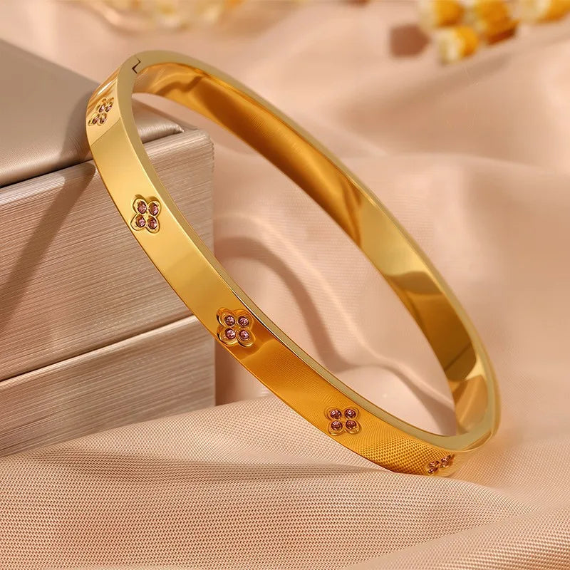 ZAKOL 5/1pcs Sparkling Zirconia Inlaid Stainless Steel Bracelet Set for Women Stackable Bangles Fashion Non Fading Jewelry Gift TAVEN System LLC
