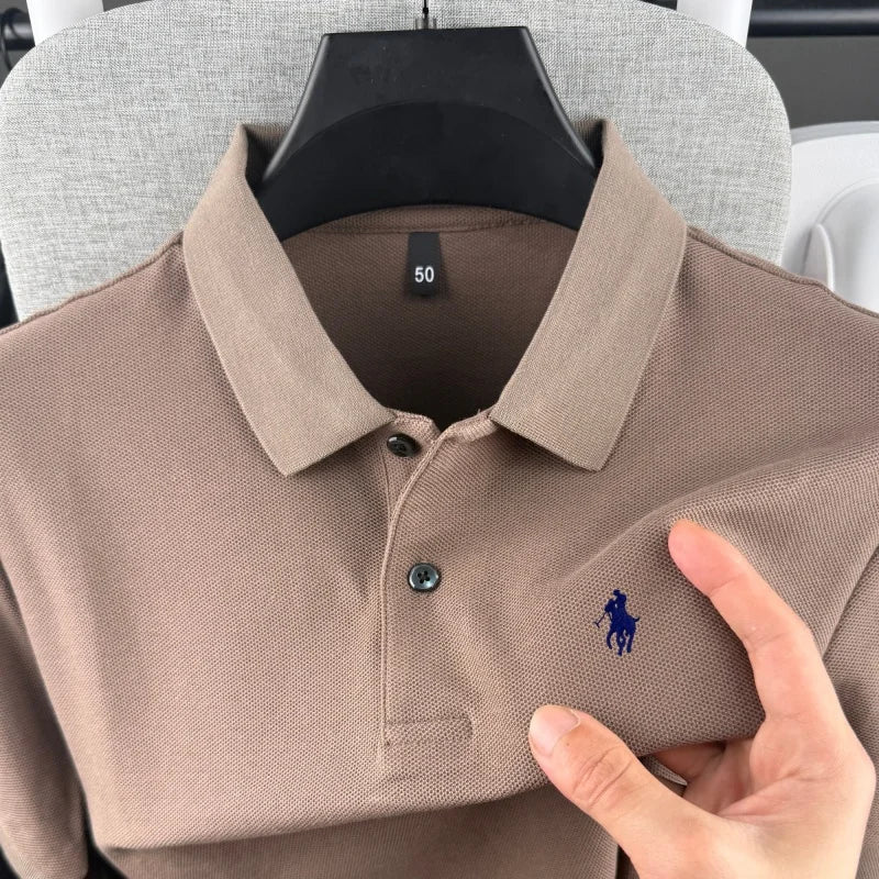 100% pure cotton high-end brand men's short sleeve polo shirt 2026 summer luxury fashion pony embroidery golf top casual T-shirt TAVEN System LLC