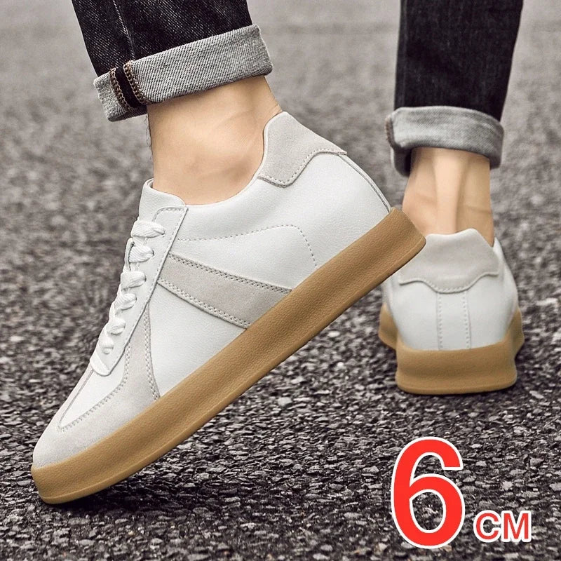 Elevator Sneakers For Women&Men Shoes Genuine Leather Height Increasing Shoes Lace Up Trainers Ladies Flat Shoes For Men TAVEN System LLC