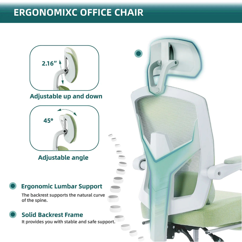JHK Ergonomic Reclining Mesh Office Chair with Footrest & Headrest TAVEN System LLC