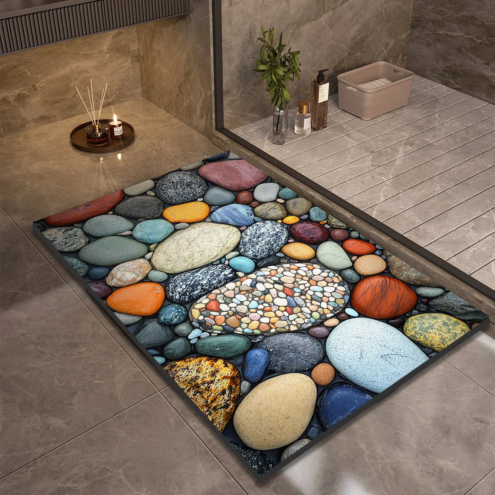 Stone Design Diatomite Bath Mat Bathroom Non-slip Shower Foot Mats Absorbent Quick Dry Toilet Rugs Carpet Doormat Washable TAVEN System LLC