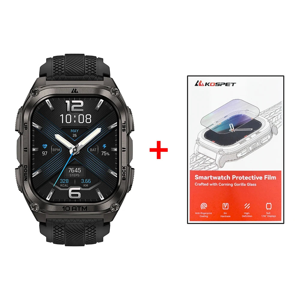 KOSPET Tank M4 Smart Watch Stainless Steel 6-Sat GPS Offline Maps 10ATM Waterproof 45M Dive 24/7 Health Monitor for Android iOS TAVEN System LLC