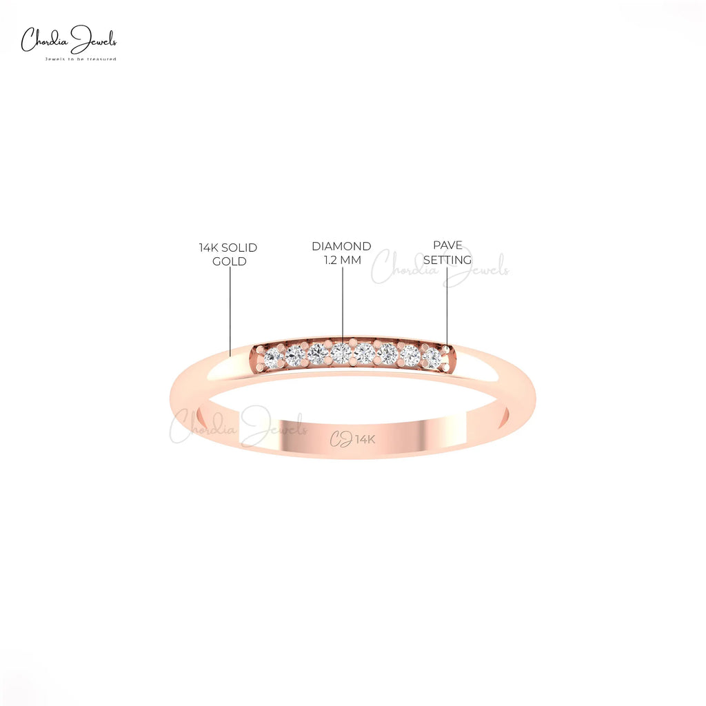 Trending Products 1.2mm Brilliant Cut I1-I2 Clarity White Diamond Eternity Band With 14k Solid Rose Gold Wedding Ring Jewelry TAVEN System LLC