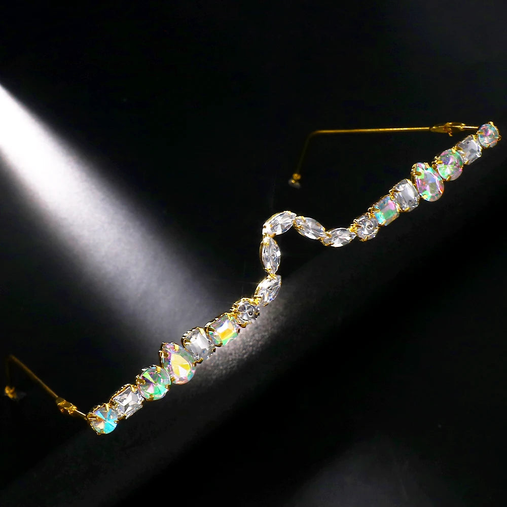 Rave Geometric Rhinestone Eyeglasses Frames Face Decoration for Women 2023 Luxury Designer Crystal Face Jewelry Frames No Lenses TAVEN System LLC
