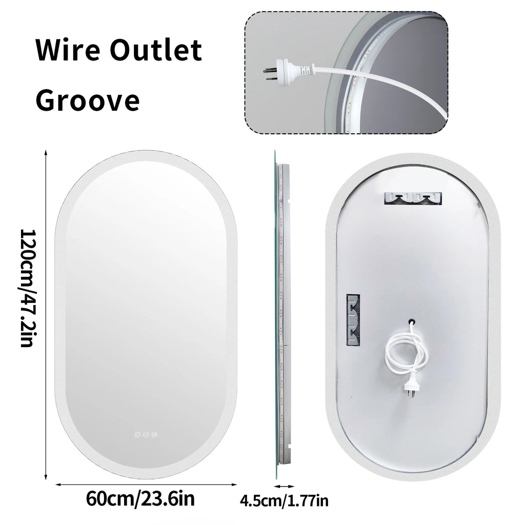 Led Bathroom Mirror for Wall Mounted Oval Lighted Vanity Mirror with Lights Backlit, Frameless Wall Mirror with Lights Anti-Fog TAVEN System LLC