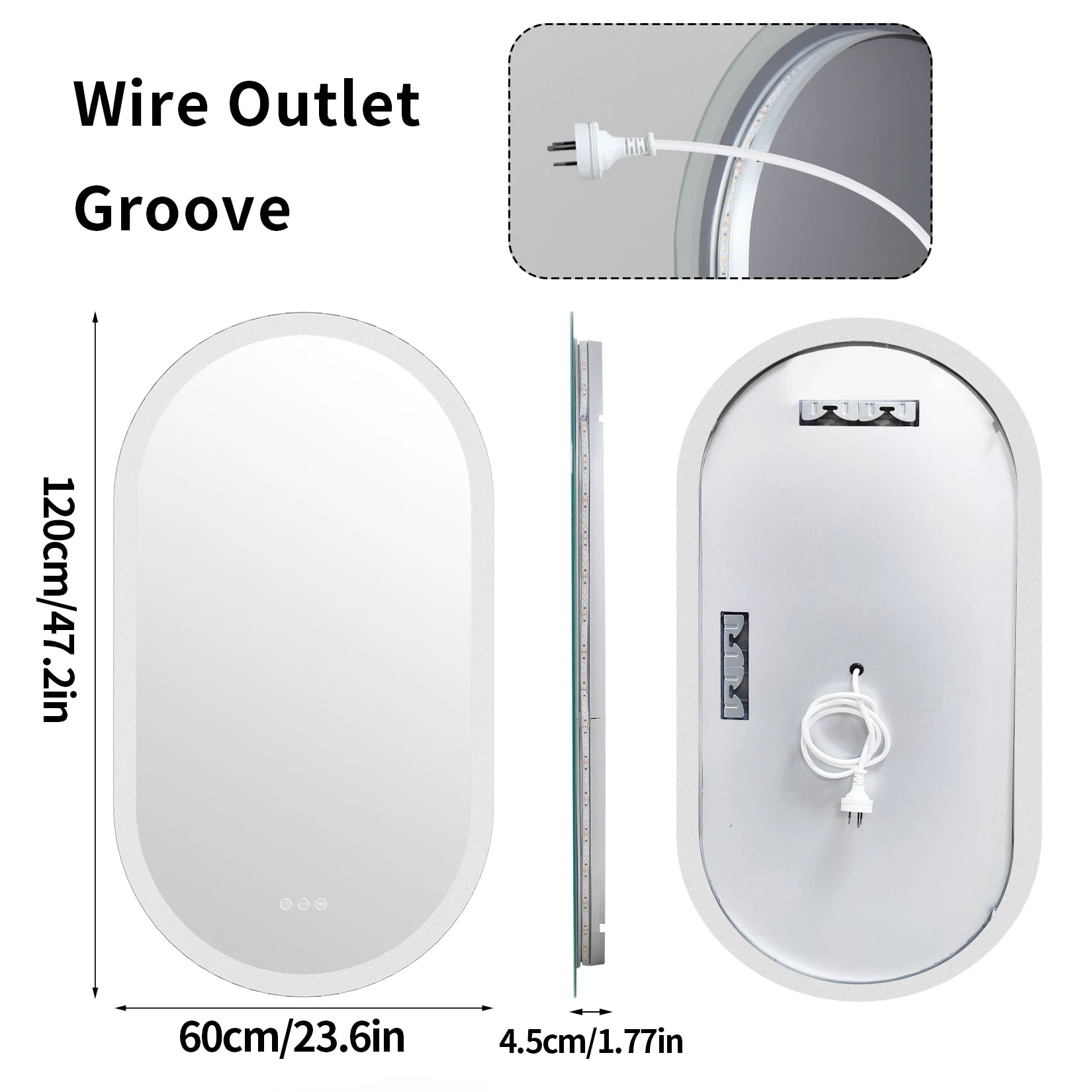 Led Bathroom Mirror for Wall Mounted Oval Lighted Vanity Mirror with Lights Backlit, Frameless Wall Mirror with Lights Anti-Fog TAVEN System LLC