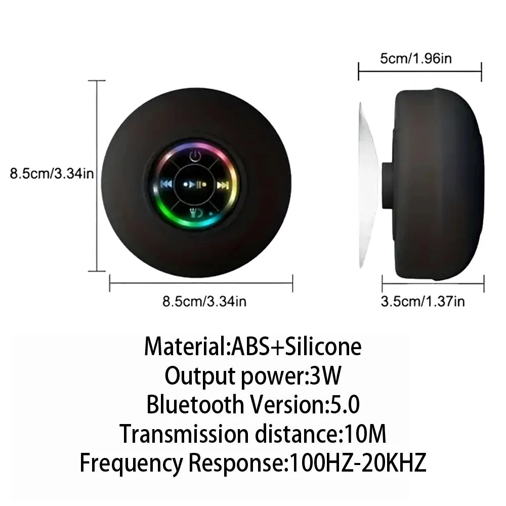Portable Wireless Bluetooth Speaker LED Light IPX4 Waterproof Loudspeaker Outdoor Bathroom Large Suction Cup Stereo Sound Box TAVEN System LLC