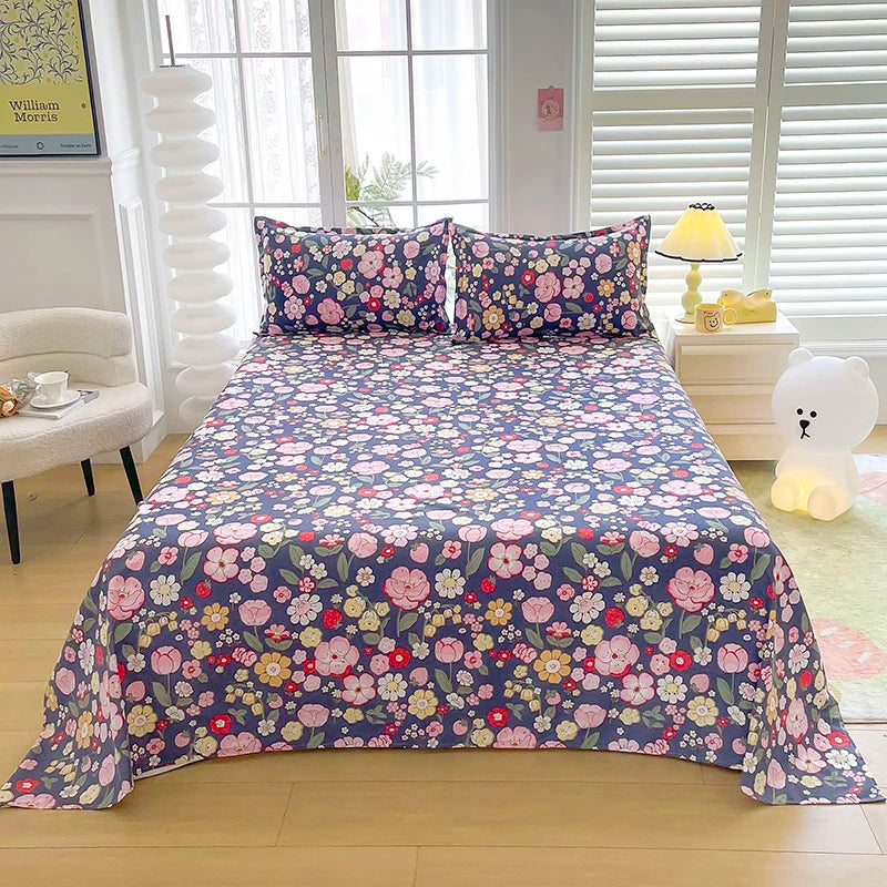 1pc Bed Sheet Flower Printed Top Sheets Single/Queen/King Bedsheet for Double Beds Floral Flat Bed Sheet(without pillowcase) TAVEN System LLC