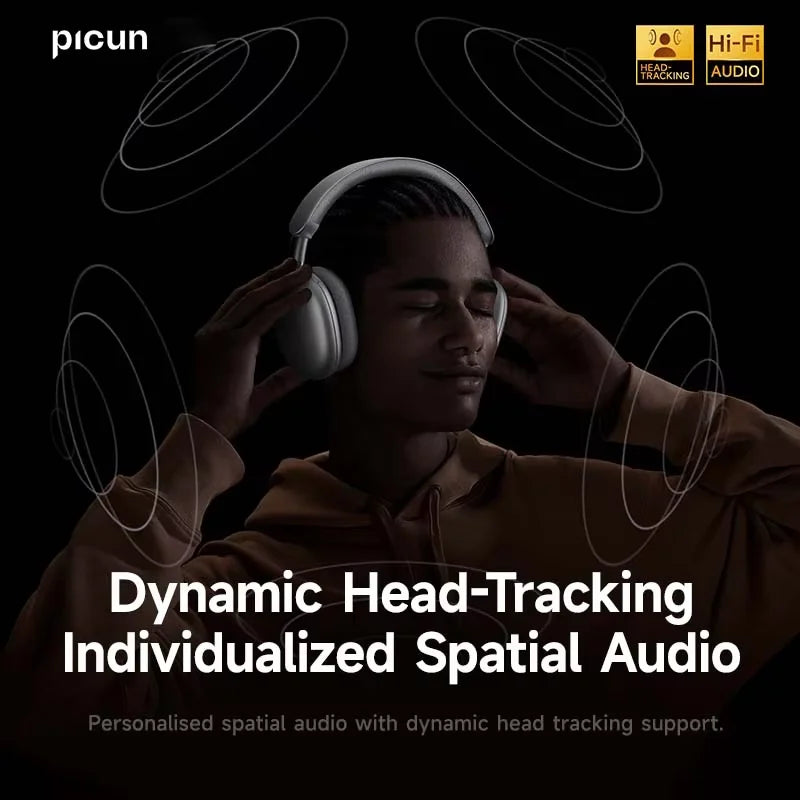 Picun F8 Pro ANC Wireless Headphones Head Tracking 3D Spatial Audio -52dB ANC HIFI Bluetooth Headset ENC HD Mic Low-Latency APP TAVEN System LLC