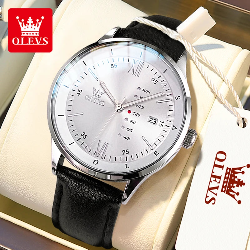 OLEVS 2931 Men Watch Fashion Simple Leather Waterproof Luminous Calendar Chronograph Luxury Brand Sports Quartz Men Watch Reloj TAVEN System LLC