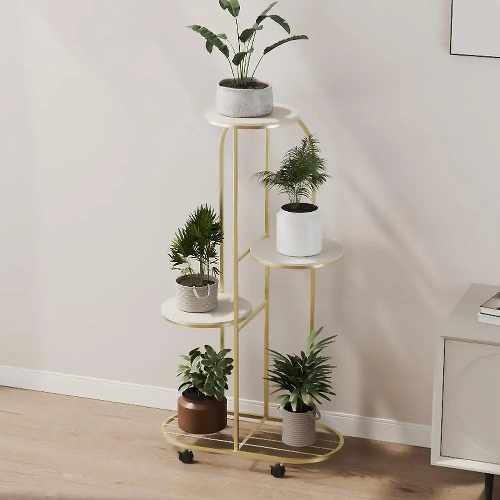Metal plant stand with wheels for indoor outdoor plants