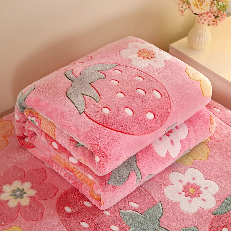 1pc Floral Style Warm Bedspread Fleece Blanket Plaid Travel Shawl Sofa Nap Blanket Home Bedsheet Manta 70X100cm Suitable For Pet TAVEN System LLC
