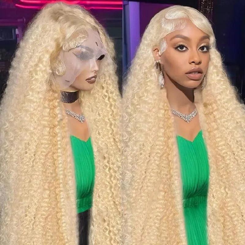 Color: #1, Ships From: CHINA, Stretched Length: 28inches, Density: 180% - 613 Blonde Curly glueless 13x6 Transparent Hd lace front wig Deep Wave human hair 36 inch Brazilian wig pre plucked for women Taven