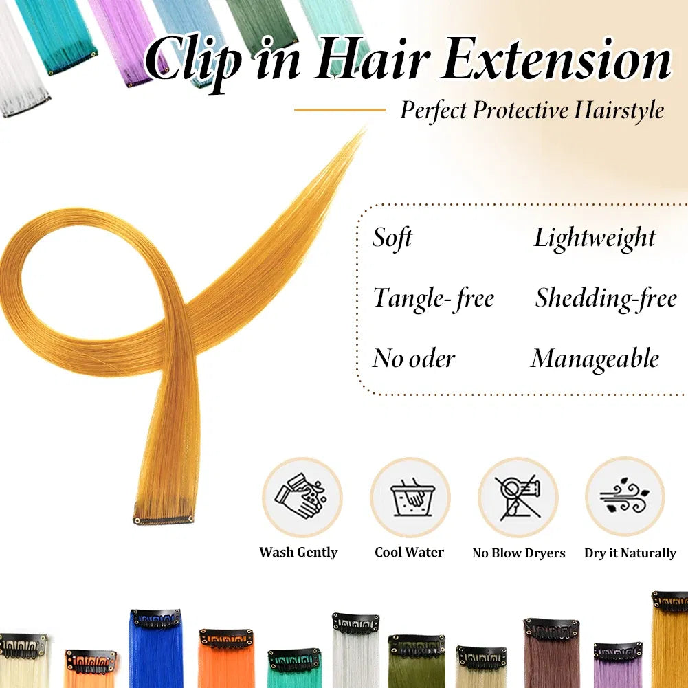 Color: T1/35, Stretched Length: 22inches, Ships From: CHINA - Synthetic 10 Pcs Straight Hair Extensions Clip in Hairpieces 22 Inch Hightlight Colorful Hair for Women Party Cosplay Gifts Taven