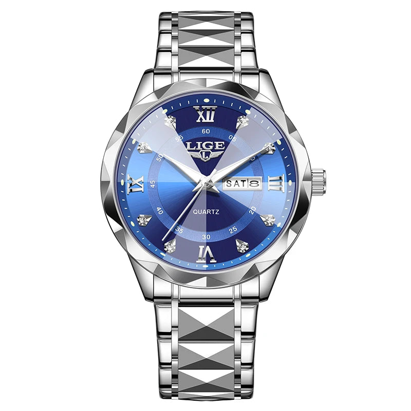New LIGE Top Brand Luxury Man Wristwatch Waterproof Luminous Date Week Men Watches Stainless Steel Quartz Men's Watch Male reloj - TAVEN System LLC