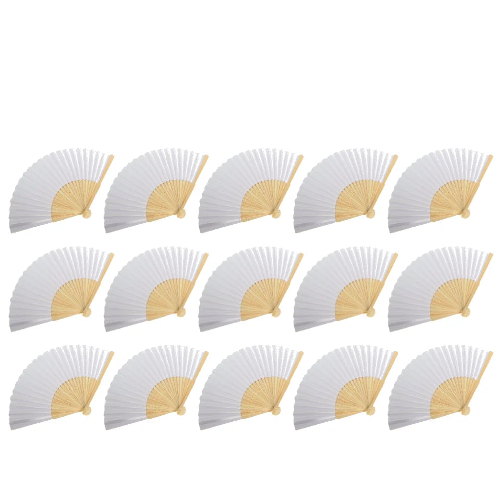 50/1pcs DIY Paper Bamboo Folding FanAdults Kid Hand Fans Calligraphy Painting Practice Blank White Fan for Wedding Room Decor TAVEN System LLC
