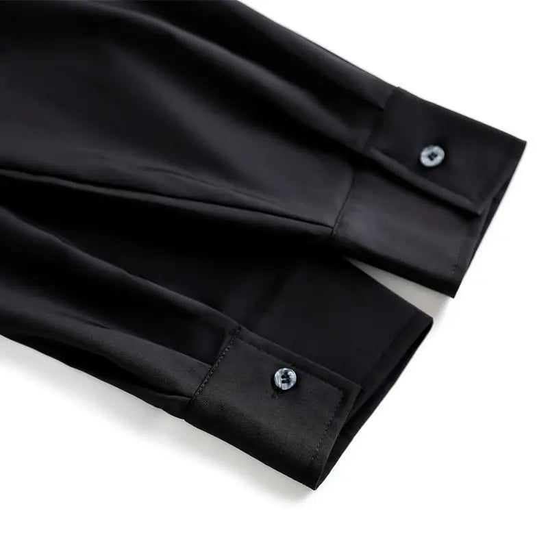 Men Black Gothic Asymmetrical Shirt Co-ord Oversized Streetwear