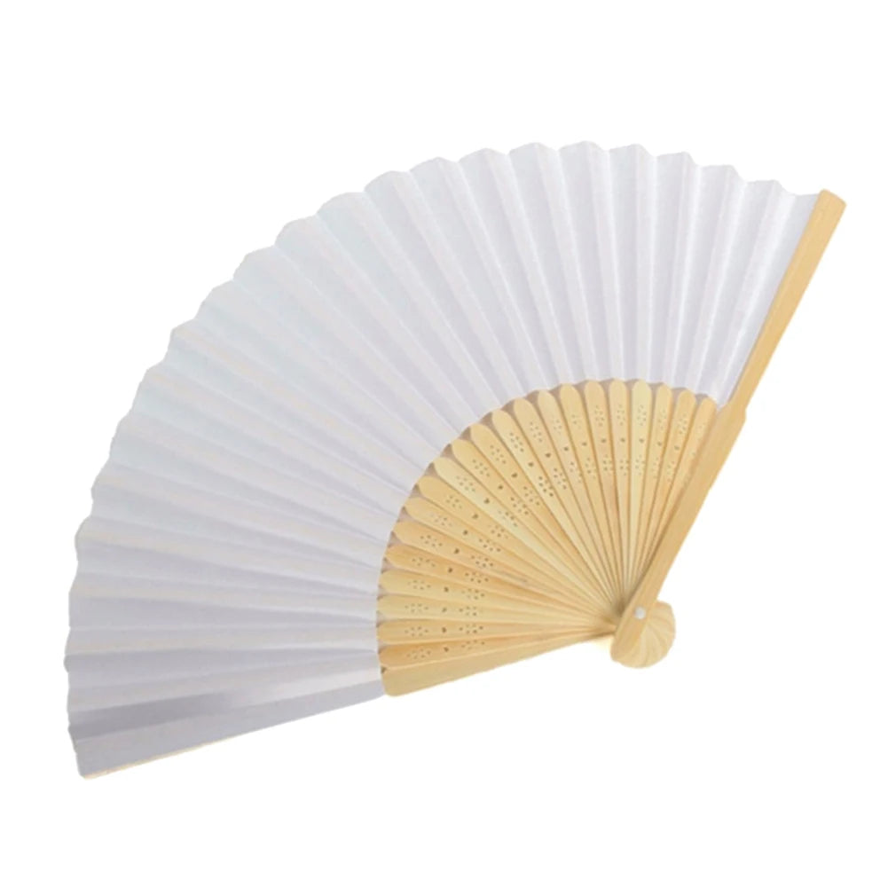 50/1pcs DIY Paper Bamboo Folding FanAdults Kid Hand Fans Calligraphy Painting Practice Blank White Fan for Wedding Room Decor TAVEN System LLC