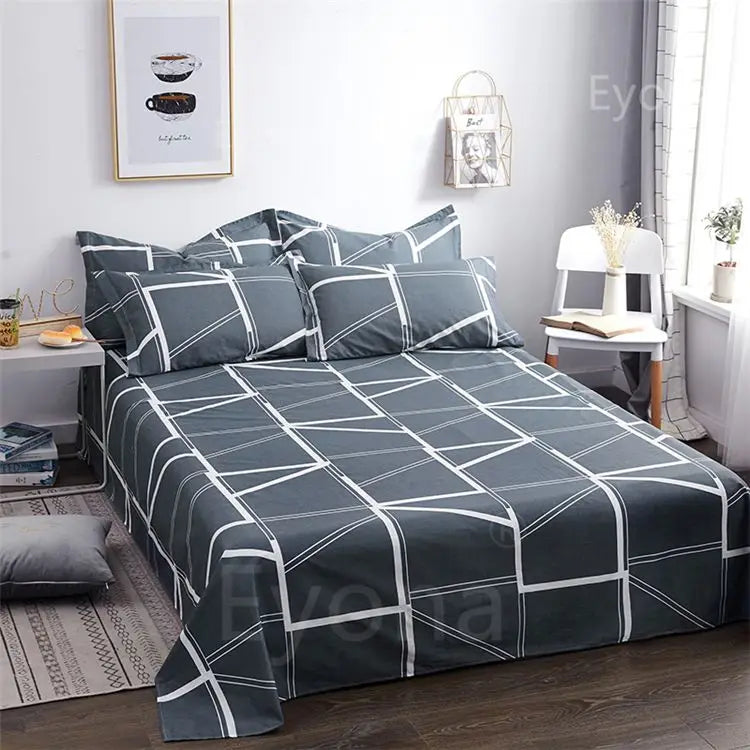 Queen Size Bed Sheet Single Soft Brushed Cotton Bedding Rustic Design All Seasons Breathable 1.6m Double Bed Sheet TAVEN System LLC