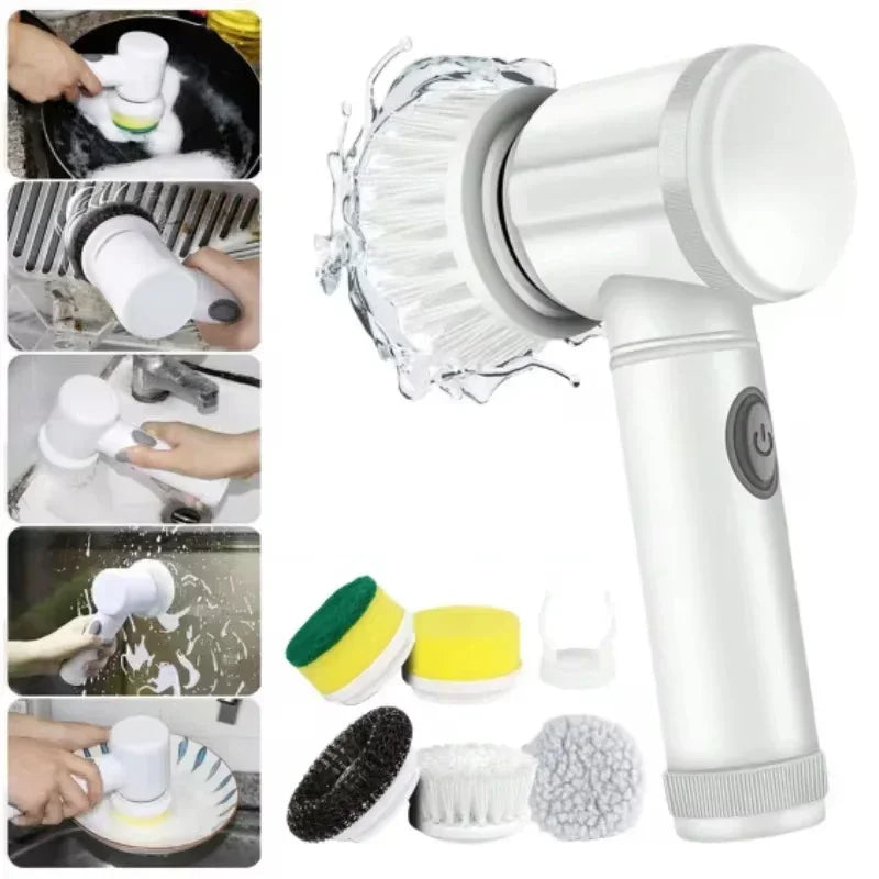 5-in-1 Electric Spin Scrubber Brush for Bathroom Tile Bathtub Sink, Power Scrubber with 5 Replaceable Brush Heads TAVEN System LLC