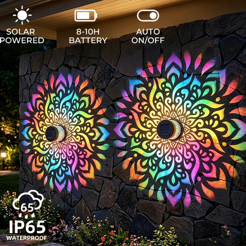 Solar sunflower projector LED wall light for outdoor garden décor