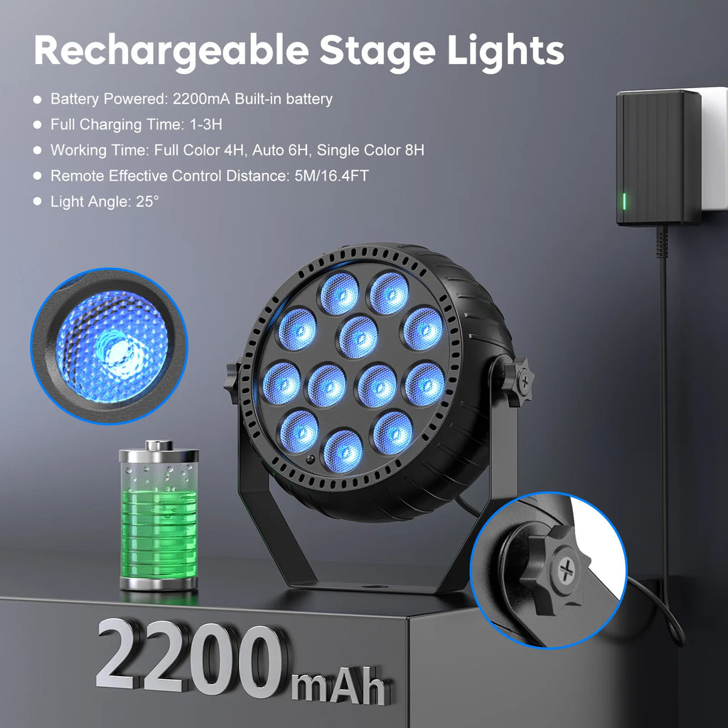 Somspot 1/2/4PCS LED Par Light RGB DJ Disco Party Lights Stage Effect Lighting Projector for Concert Church Wedding Theater TAVEN System LLC