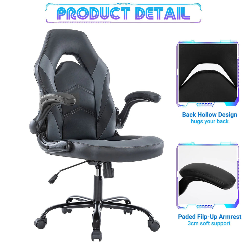 JHK Ergonomic PU Leather Gaming Office Chair with Flip-Up Arms TAVEN System LLC