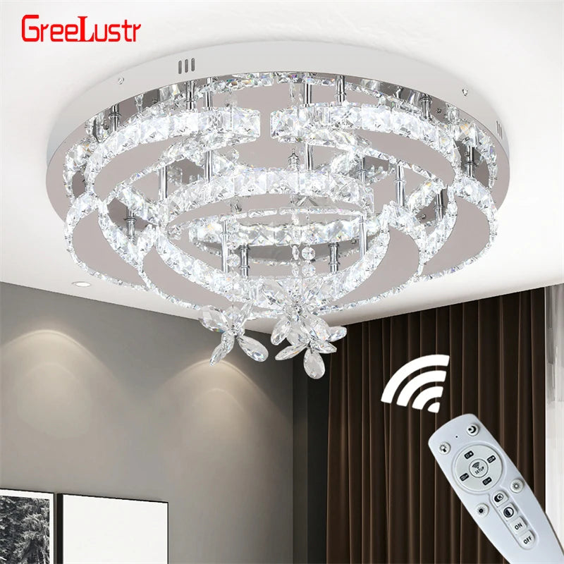 Crystal Ceiling Lamp Led Chandelier Modern Penadant Lighting Fixture For Living Dining Room Bedroom Decorate Lustre RC Dimmable TAVEN System LLC