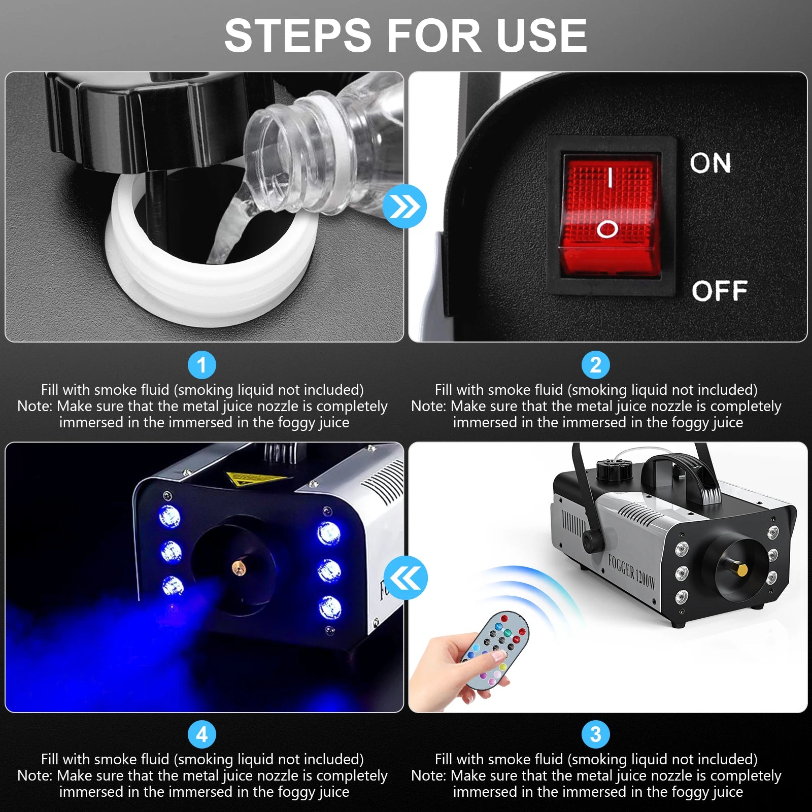 Somspot 1200W RGB LED Smoke Fog Machine Haze Generator Remote Controlled Fog Machine Stage Effect Equipment for DJ Disco Party TAVEN System LLC