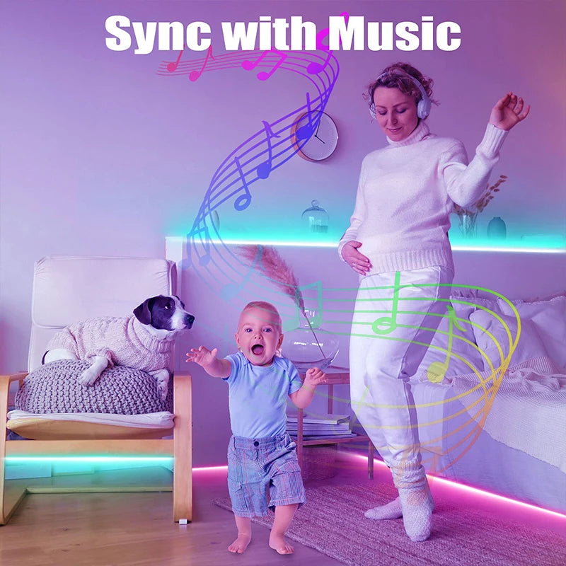 LED Strip Lights RGB 5050 LED Strips Bluetooth APP Control Color Changing DC 12V 30LEDS/M Per Meter For Bedroom Room Kitchen Bar TAVEN System LLC