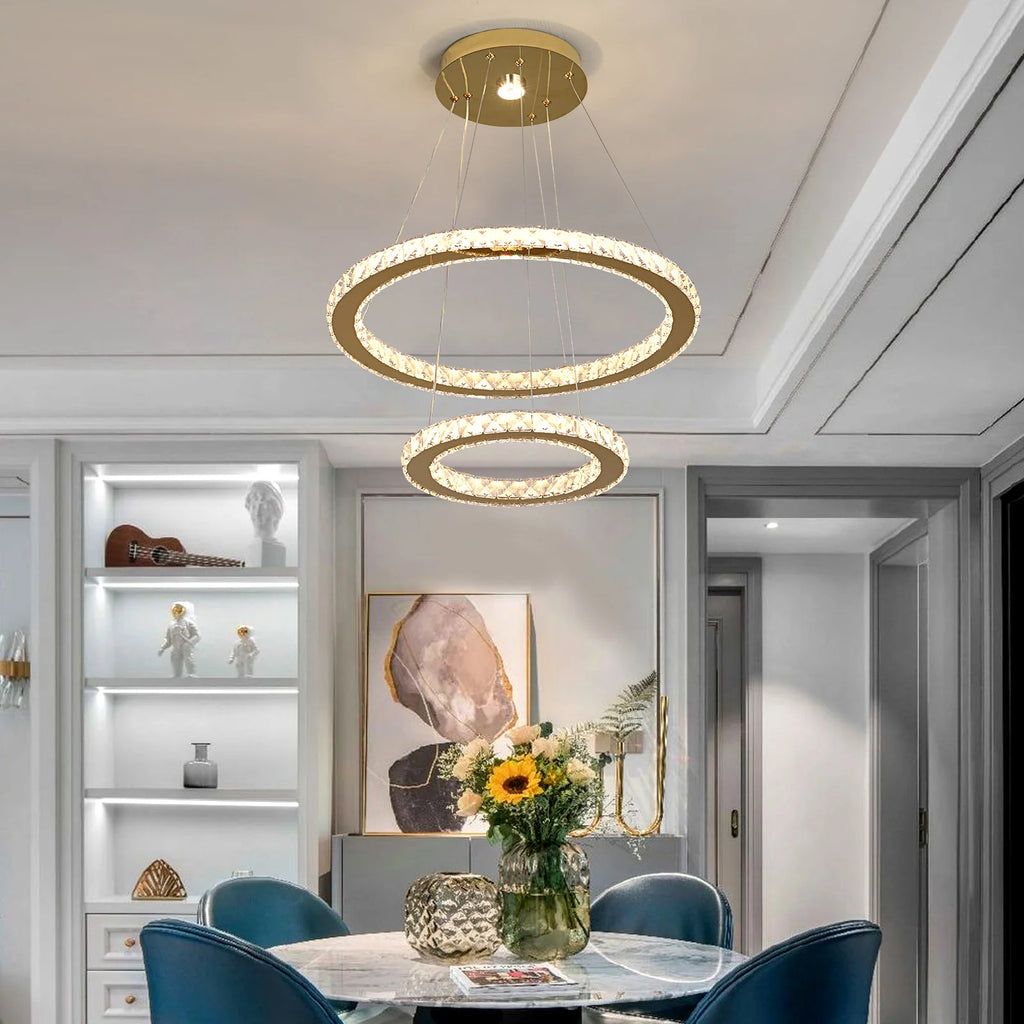 Crystal Pendant Light Living Room Remote Control Gold Chrome Lustre Ceiling Chandeilers Lamp for Bedroom Home Decoration Luminai TAVEN System LLC