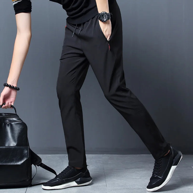 Men's Casual Pants Business Stretch Slim Fit Elastic Waist Jogger Korean Classic Blue Black Gray Male Brand Trousers TAVEN System LLC
