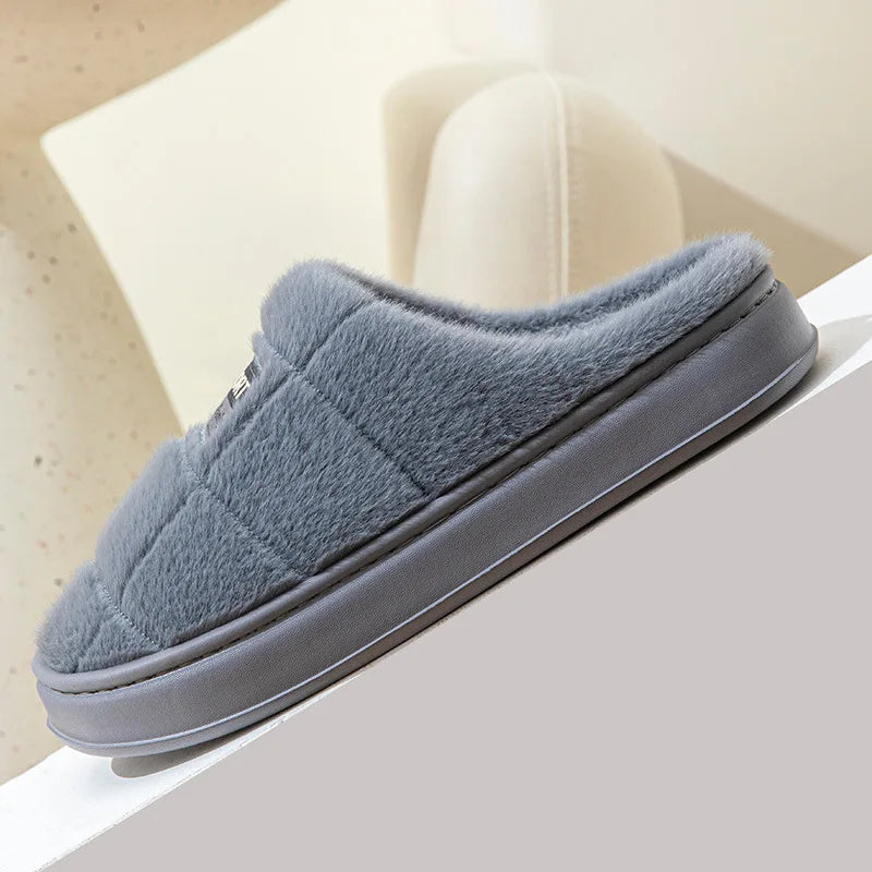 New Fashion Winter Slippers Women Men Thick Sole Indoor Home Warm Couples Shoes Non-Slip Flat Platform Women's Cotton Slippers TAVEN System LLC