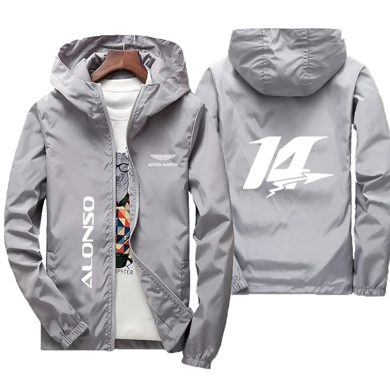 Aston Martin Racing Hooded Windbreaker Jacket Men Casual Zipper Coat