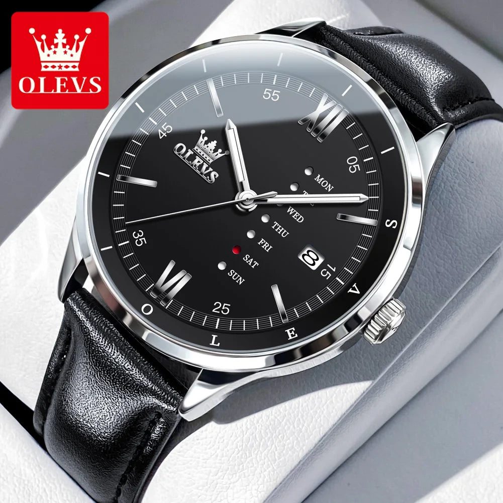 OLEVS 2931 Men Watch Fashion Simple Leather Waterproof Luminous Calendar Chronograph Luxury Brand Sports Quartz Men Watch Reloj TAVEN System LLC
