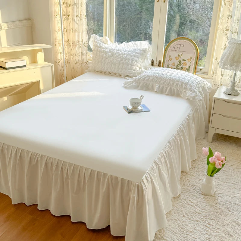Korean Princess Style Lace Ruffles Bedding Set Skin-friendly Soft Seersucker Duvet Cover Set Bed Sheet Or Bed Skirt Pillowcases TAVEN System LLC