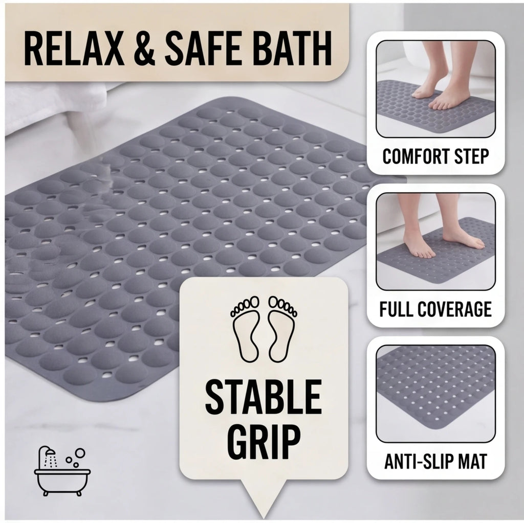 1-Pack 14in*27in Non-Slip Shower Mat, Features a wavy pattern with silky-smooth texture for a comfortable, non-irritating touch,Bathtub Mat with Drain Holes & Suction Cups, Foot Massage Shower Rug, Bathroom Essentials for Hom TAVEN System LLC