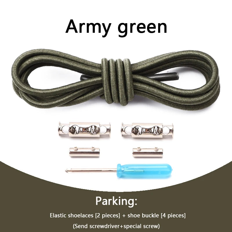 1 Pair No tie Shoelaces For Sneakers Elastic Shoelace Metal Spring Lock Man And Woman Shoe Accessories Lazy Shoe Laces 100cm TAVEN System LLC