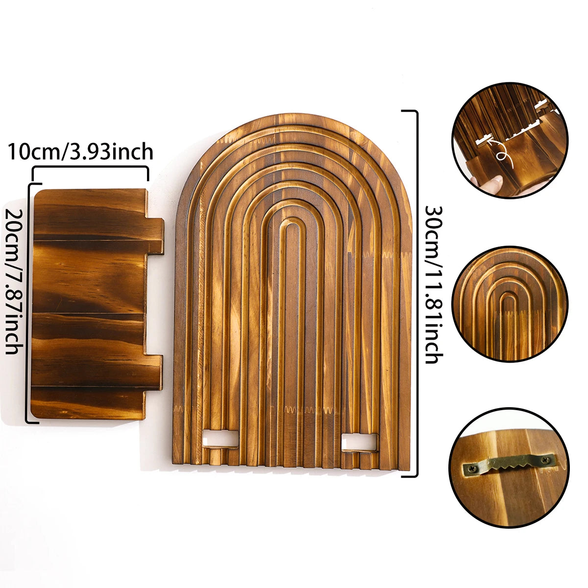 1Pc Boho Style Wooden Wall Shelves - Geometric Wall Mounted Shelves, Natural Wood Finish, Modern Home Decor, Plant Decorative TAVEN System LLC