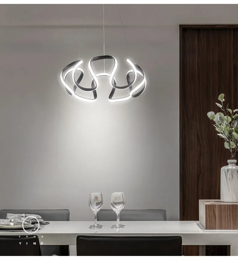 Modern Pendant Light Nordic Twisted Led Chandelier Ceiling Lamp Living Dining Room Chandelier  Corridor Personalized INS Fixture TAVEN System LLC