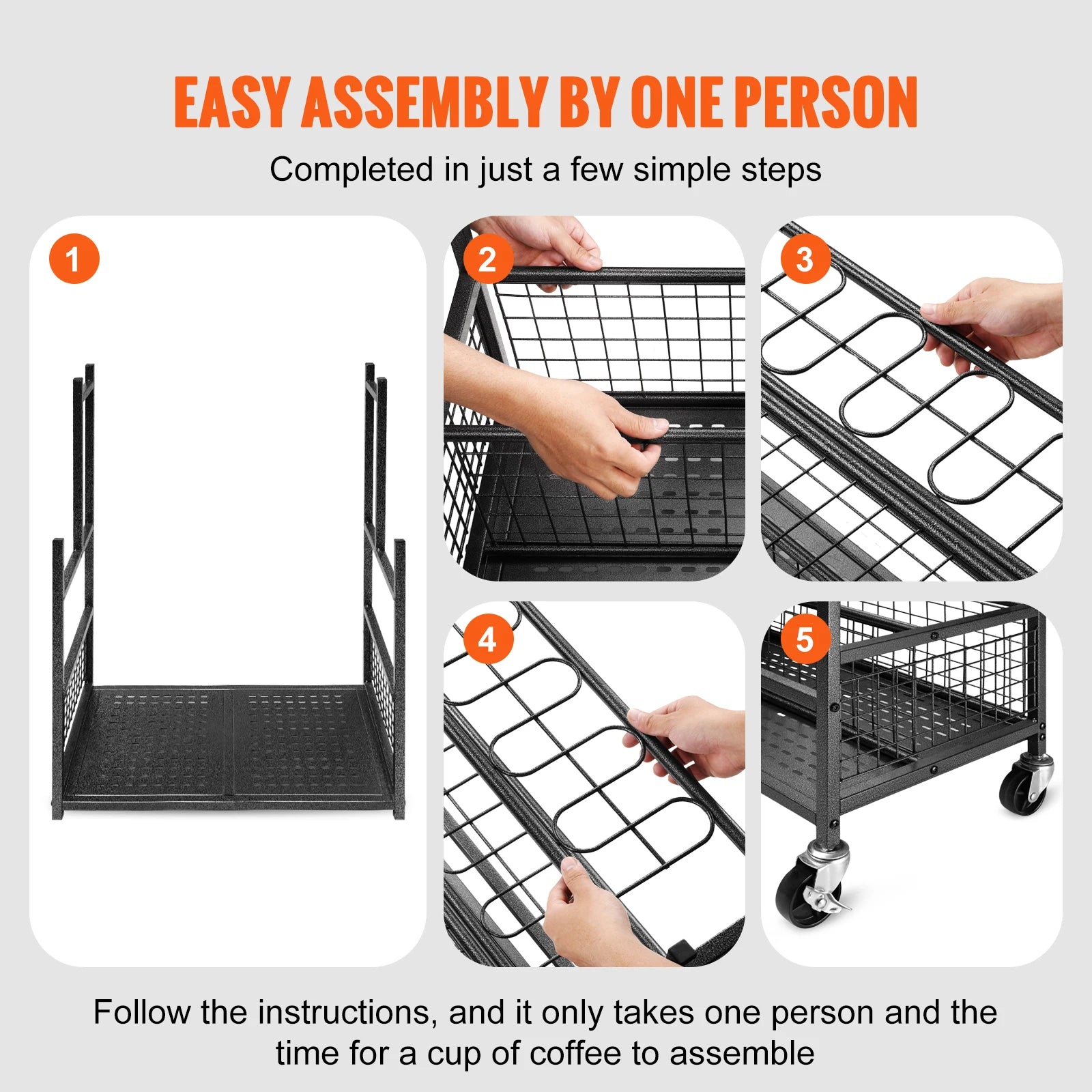 SucceBuy garden tool organizer rack with wheels and 16 slots